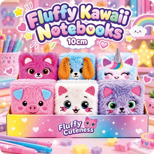 24 x Fluffy Kawaii Notebooks 10cm