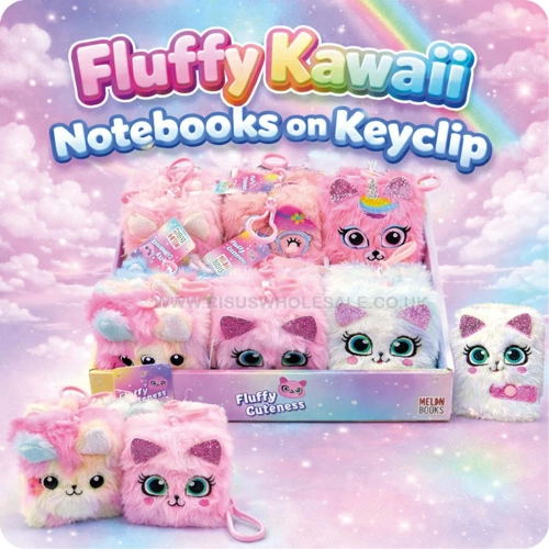 24 x Fluffy Kawaii Notebooks with Keyclip
