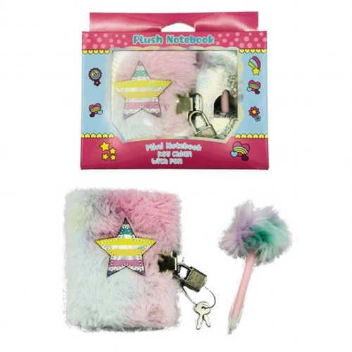 12 x Fluffy Lockable Notebook Diaries