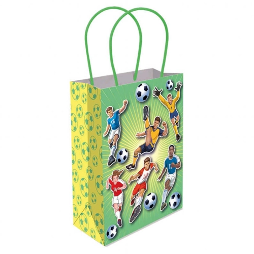 12 x Football Paper Party Bag W/Handles
