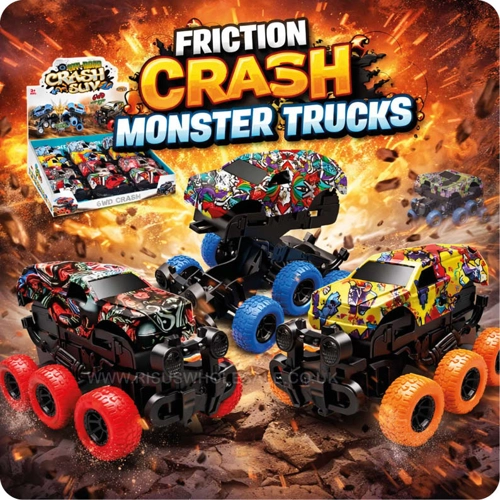 12 x Friction Crash Monster Trucks