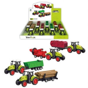 8 x Friction Farm Tractors With Trailers