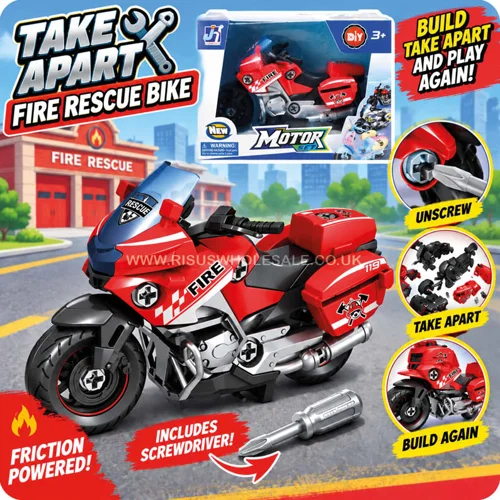 6 x Fire Rescue Friction Take Apart Bikes