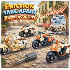 8 x Friction Take Apart Retro Scooters