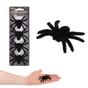 24 x Furry Black Spiders 4pk