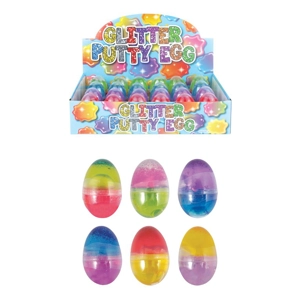 24 x Glitter Putty Eggs 6cm