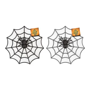 24 x Halloween Glitter Spider Web Decorations
