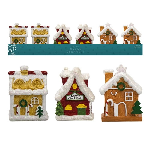 24 x Glittery Christmas House Ornaments