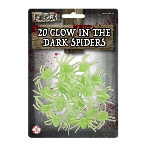 12 x Halloween Glow In The Dark Spiders 20pk