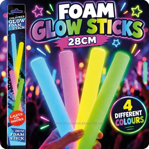 24 x Foam Glow Sticks 28cm