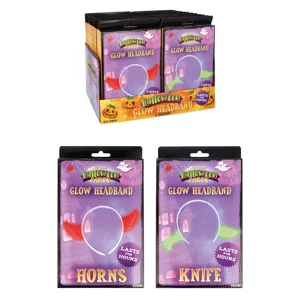 24 x Halloween Glow Headbands - Horns & Knife