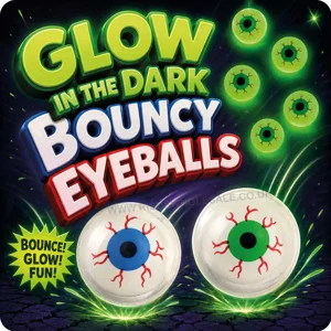 100 x Glow In The Dark Eyeball Bouncy Balls 32mm
