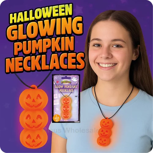 48 x Glowing Pumpkin Pendant Necklaces