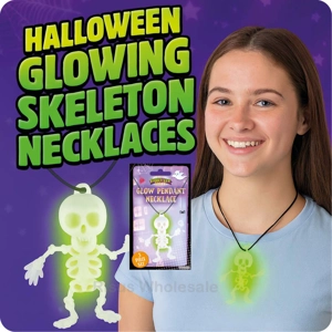 48 x Glow In The Dark Skeleton Pendant Necklaces