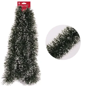 12 x Fine cut Green Snow Tipped Tinsel 2m