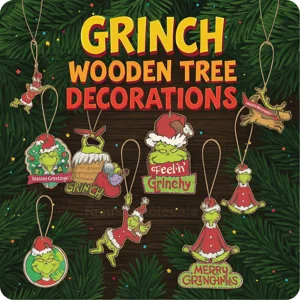 36 x Grinch Wooden Christmas tree Decorations
