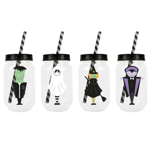24 x Halloween Drinking Cups & Straws