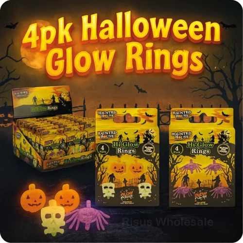 24 x Halloween Glow Rings 4pk