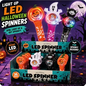 12 x Halloween Light Up Spinners 12cm