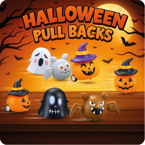 12 x Halloween Pull Back Toys
