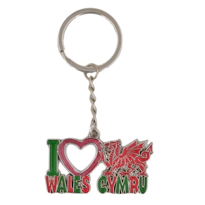 24 x I Love Wales Metal Keyrings