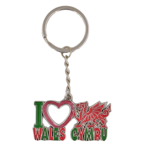 24 x I Love Wales Metal Keyrings