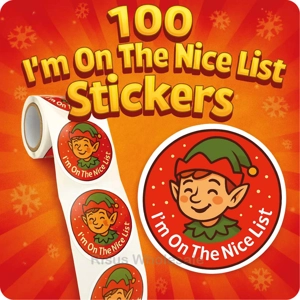 Roll of 100 I'm On The Nice List Stickers