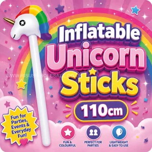 12 x Inflatable Unicorn Sticks 110cm