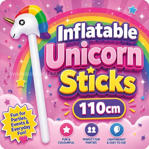 12 x Inflatable Unicorn Sticks 110cm