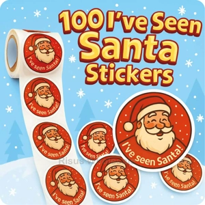Roll of 100 I've Seen Santa Stickers