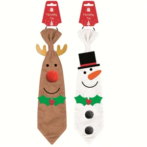 12 x Novelty Jumbo Christmas Ties - Reindeer/Snowman