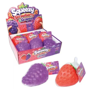 6 x Jumbo Squishy Strawberry & Grapes 14cm