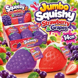 6 x Jumbo Squishy Strawberry & Grapes 14cm