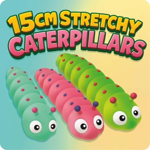 12 x Jumbo Stretchy Caterpillars 15cm