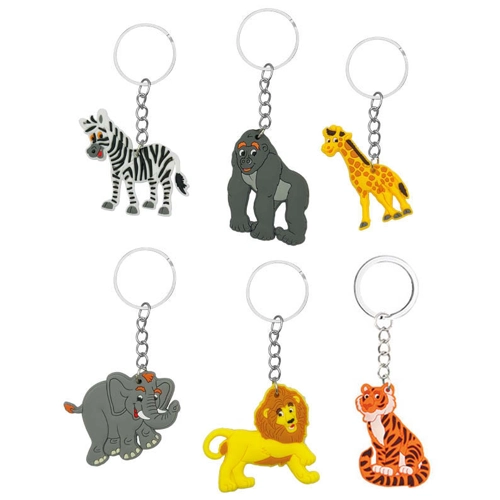 12 x Jungle Animal Keyrings