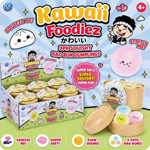 12 x Kawaii Foodiez 3pk Squishy Bao Bun Dumplings