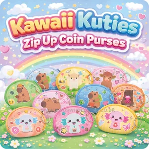 24 x Kawaii Kuties Zip Up Coin Purses