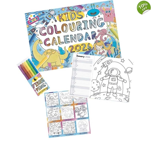 12 x Kids Colouring Calendars 2026