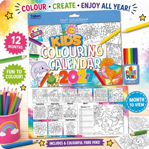 12 x Kids Colouring Calendars 2027