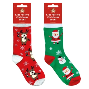 12 x Kids Christmas Reindeer & Santa Socks