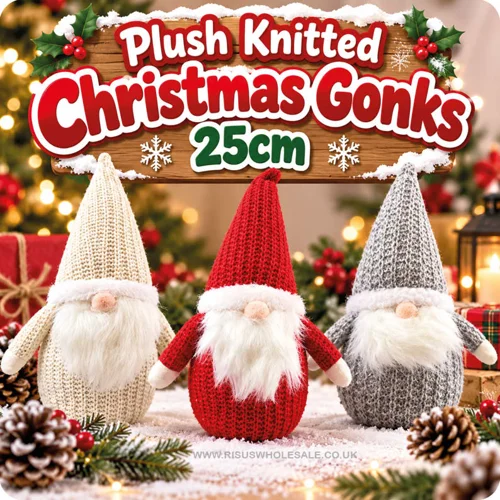 18 x Plush Christmas Knitted Gonks 25cm