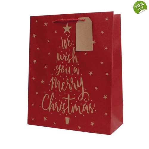 12 x Luxury Kraft Merry Christmas Gift Bags - MED