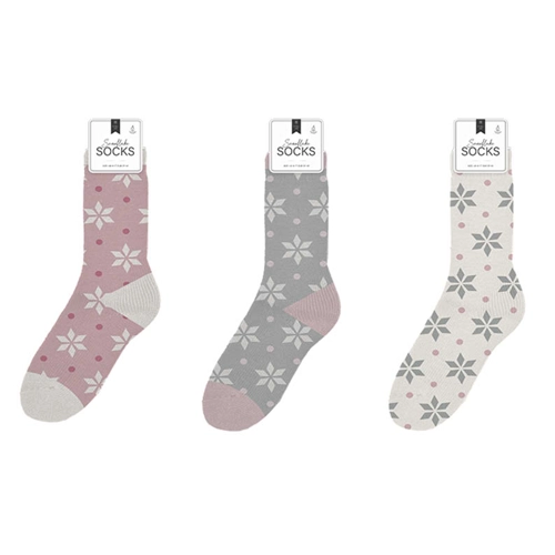 24 x Ladies Snowflake Thermal Cozy Socks
