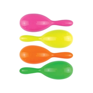 12 x Neon Plastic Maracas 19cm