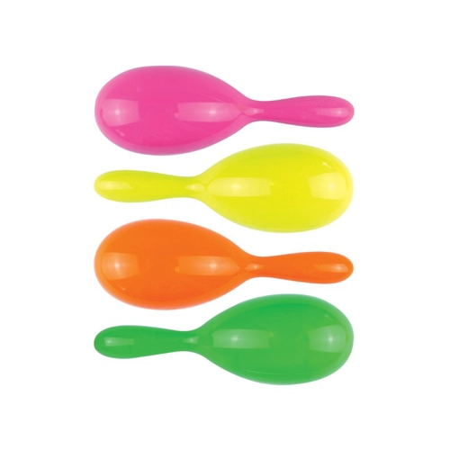 12 x Neon Plastic Maracas 19cm