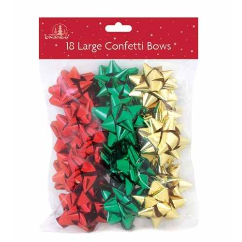 12 x Large Gift Bows 15pk Red/Green/Gold