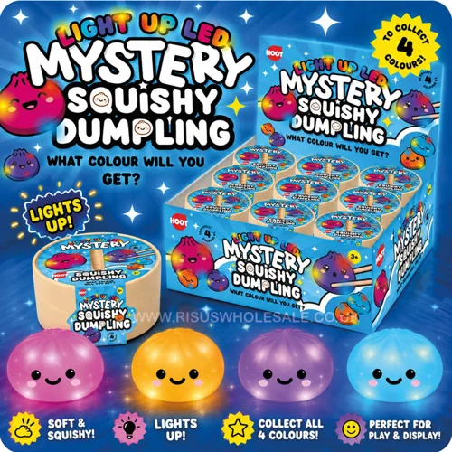 12 x Light Up LED Mystery Squishy Dumplings 8.5cm