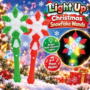 24 x Light Up Christmas Snowflake Wands With Music