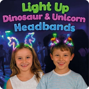 25 x Light Up Dinosaur And Unicorn Headbands