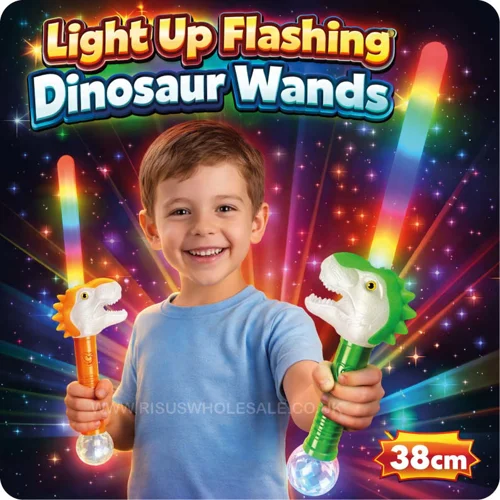 24 x Light Up Dinosaur Flashing Wand